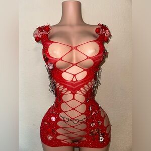 Red Embellished dress